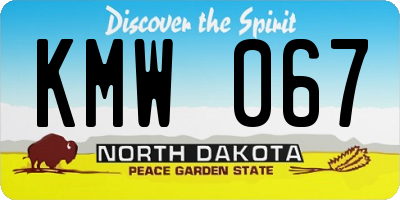 ND license plate KMW067