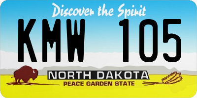 ND license plate KMW105