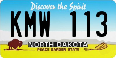 ND license plate KMW113