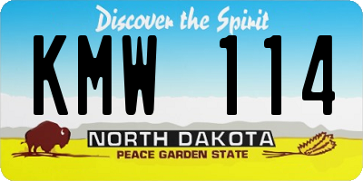 ND license plate KMW114