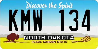 ND license plate KMW134