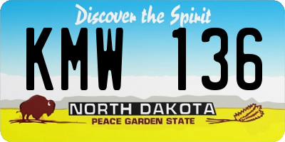 ND license plate KMW136