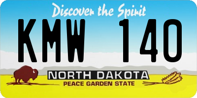 ND license plate KMW140