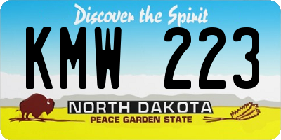 ND license plate KMW223