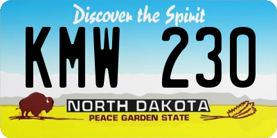 ND license plate KMW230