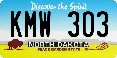 ND license plate KMW303