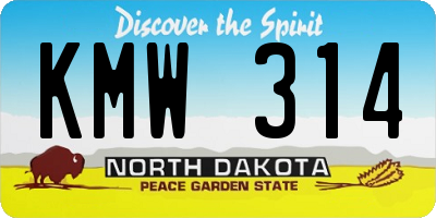 ND license plate KMW314