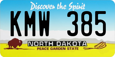 ND license plate KMW385