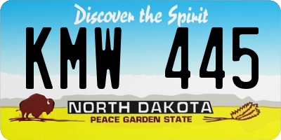 ND license plate KMW445