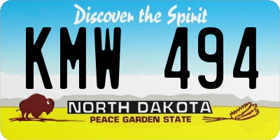 ND license plate KMW494