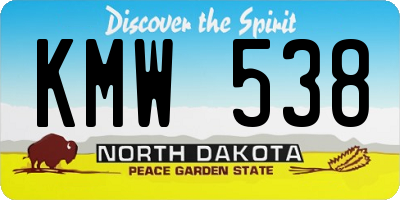 ND license plate KMW538