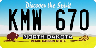 ND license plate KMW670