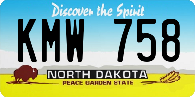ND license plate KMW758