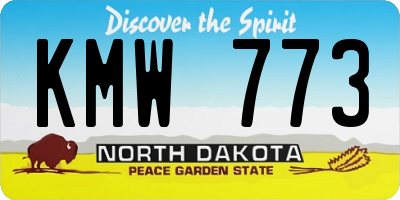 ND license plate KMW773