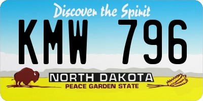 ND license plate KMW796