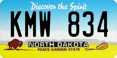 ND license plate KMW834
