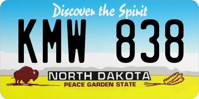 ND license plate KMW838