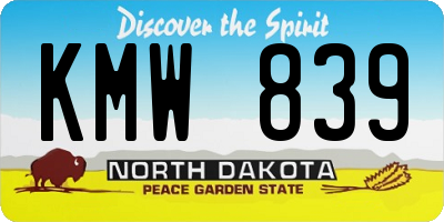 ND license plate KMW839
