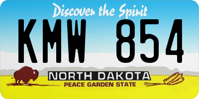 ND license plate KMW854