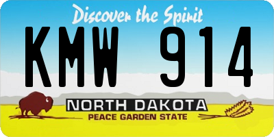 ND license plate KMW914