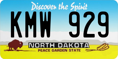 ND license plate KMW929