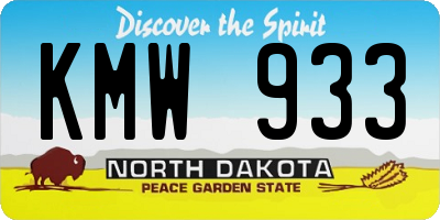 ND license plate KMW933