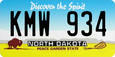 ND license plate KMW934