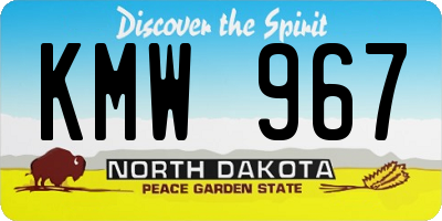 ND license plate KMW967