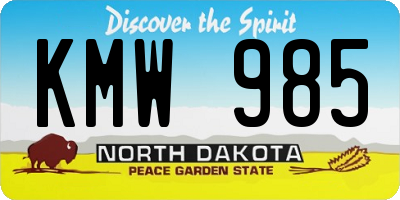 ND license plate KMW985