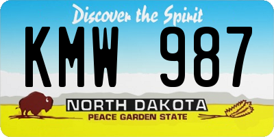 ND license plate KMW987