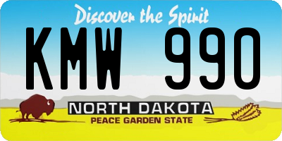 ND license plate KMW990