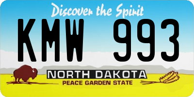 ND license plate KMW993