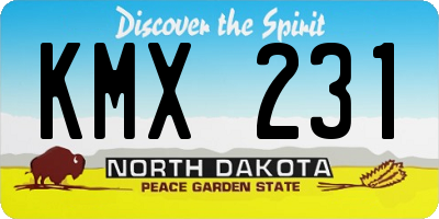 ND license plate KMX231