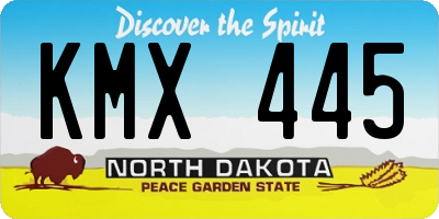 ND license plate KMX445