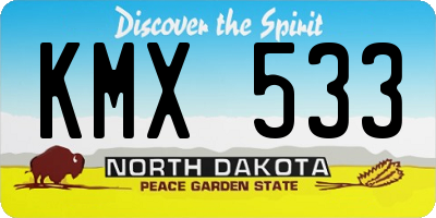 ND license plate KMX533
