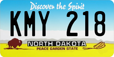 ND license plate KMY218