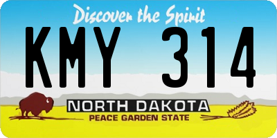 ND license plate KMY314