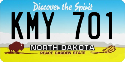 ND license plate KMY701