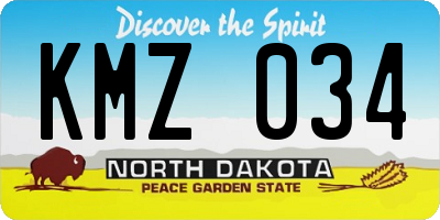 ND license plate KMZ034