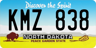 ND license plate KMZ838