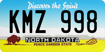 ND license plate KMZ998
