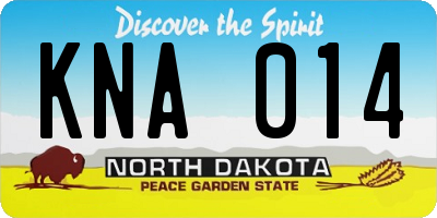 ND license plate KNA014