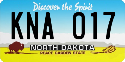 ND license plate KNA017