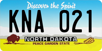 ND license plate KNA021