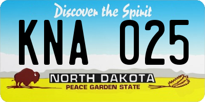 ND license plate KNA025