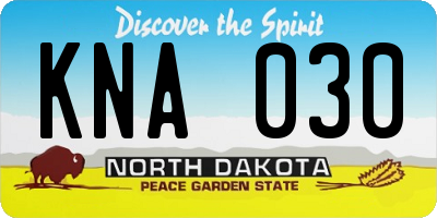 ND license plate KNA030