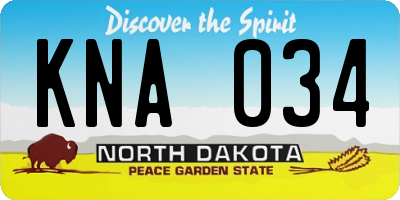 ND license plate KNA034