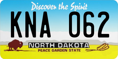 ND license plate KNA062