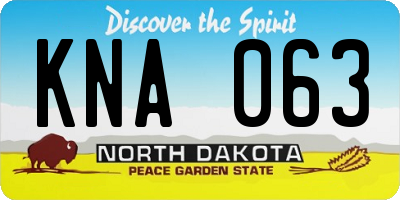 ND license plate KNA063