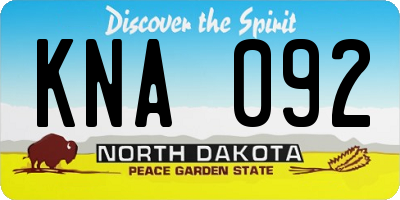 ND license plate KNA092